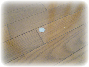 a coin on the floor